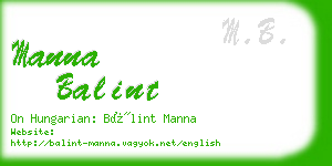 manna balint business card